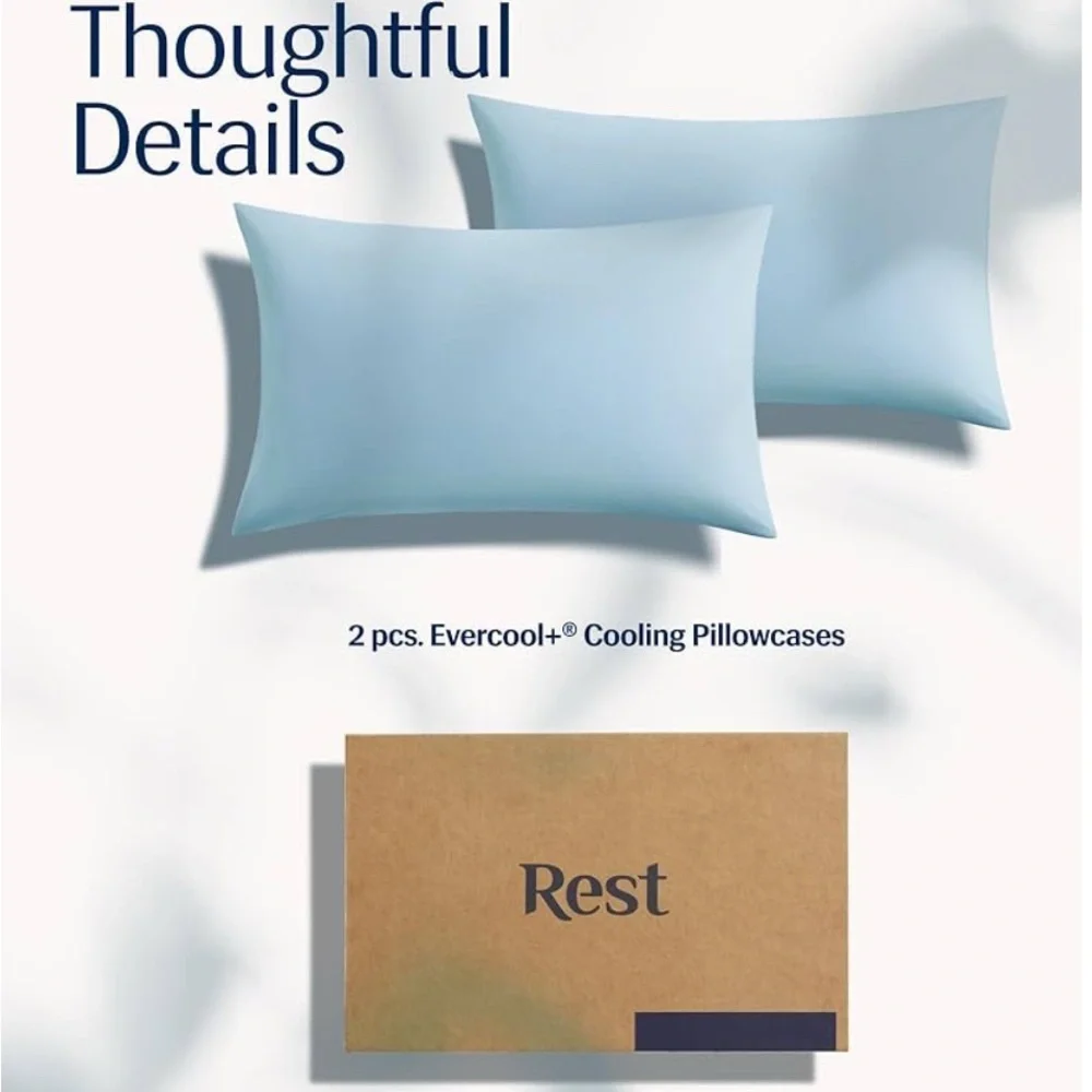 REST Evercool+ Cooling Pillow Cases Standard - 2 Pillowcase for Sensitive Blue